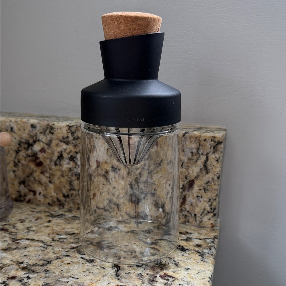Black and Clear Glass Carafe with Cork Lid